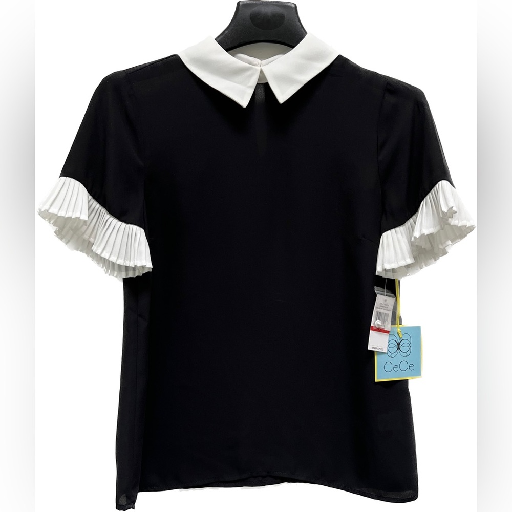 CeCe | Black & White Blouse